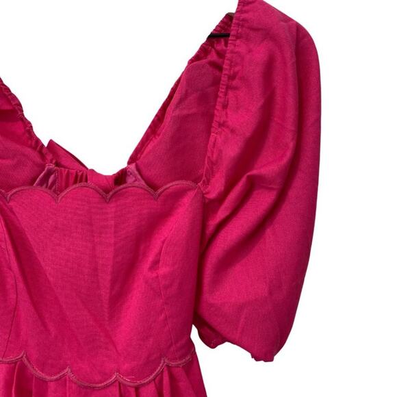 NWT OPT April Scalloped Dress Magenta Medium - Picture 8 of 15
